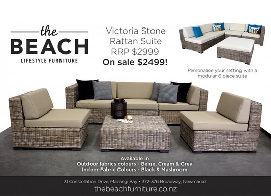 Victoria Stone Rattan Lounge Suites have arrived with outdoor fabric options...